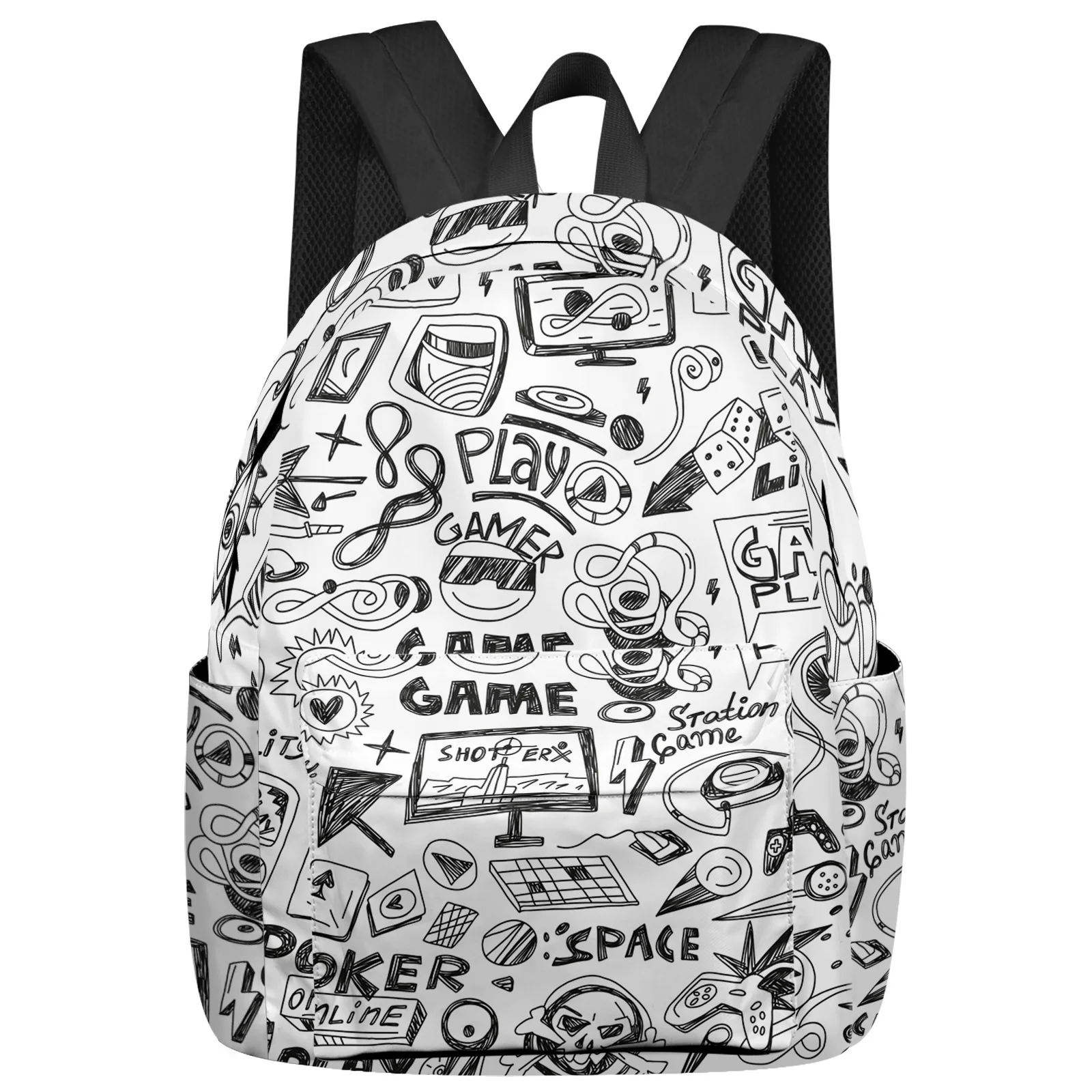 

Белая, черная фигурка в виде палочки, ранцы для школы для девочек-подростков, студентов, сумка для ноутбука, Женский Повседневный дорожный рюкзак