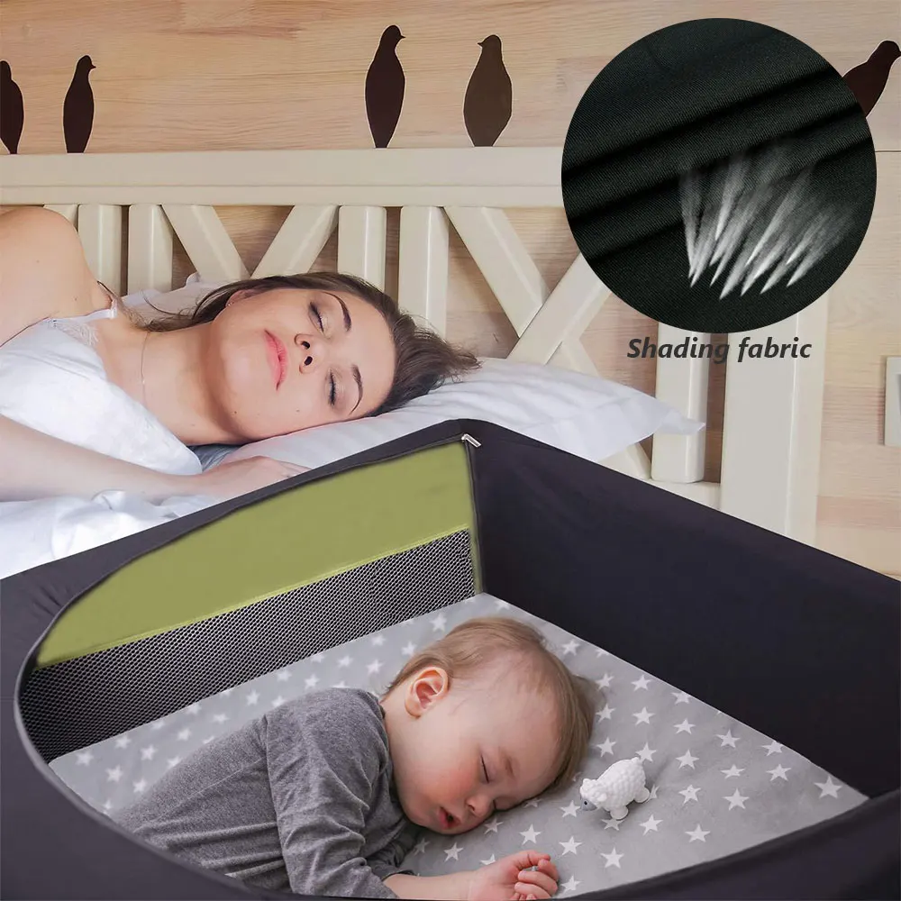 Blackout Crib Canopy Cover Stretchable Breathable Portable Baby Bed Blackout Tent Safety Compact Sun Shade Curtain Room Decor 5