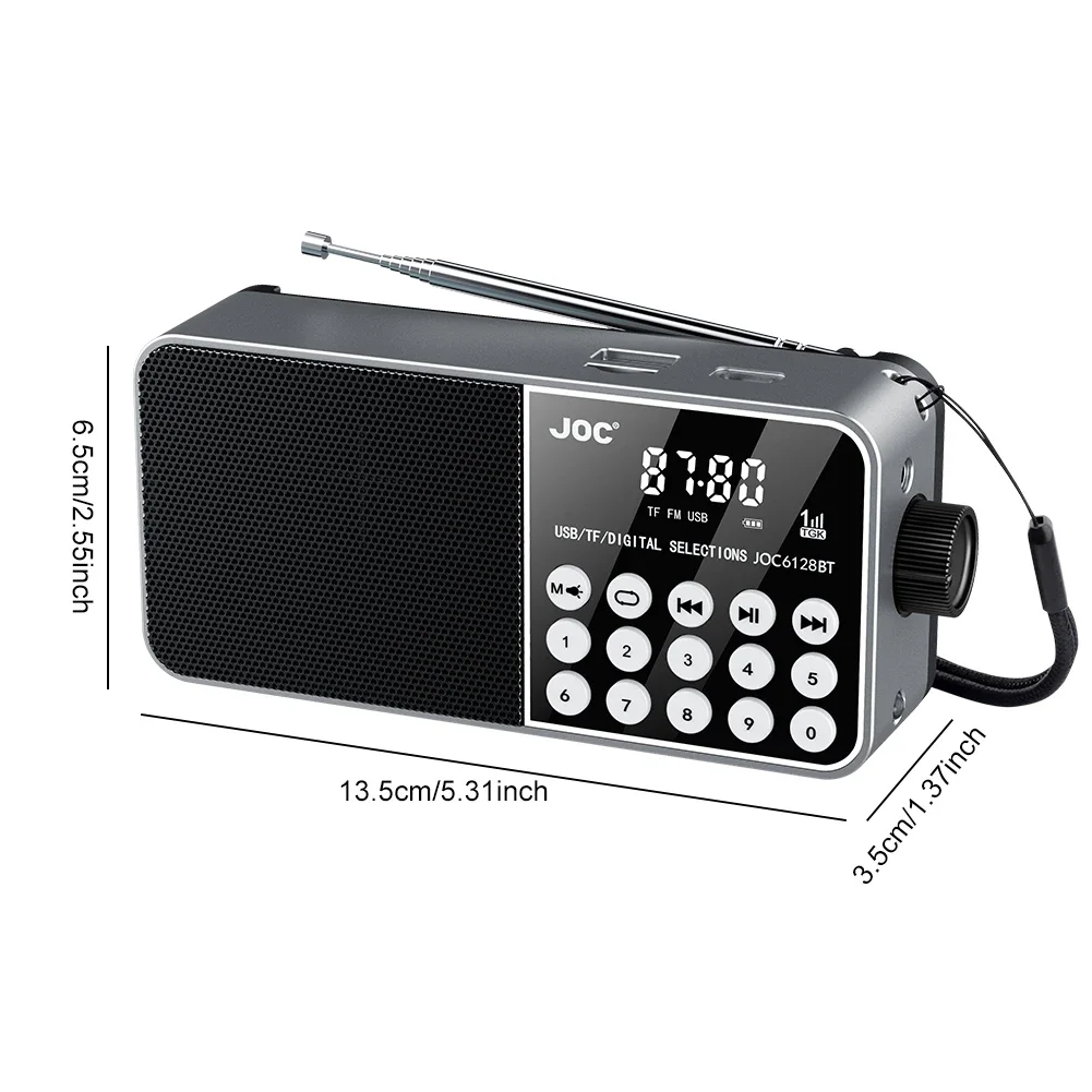 Mini FM Radio Receiver LED Digital Display Support TF Card Stereo MP3 Player USB Drive Portable Radios Rechargeable for Senior