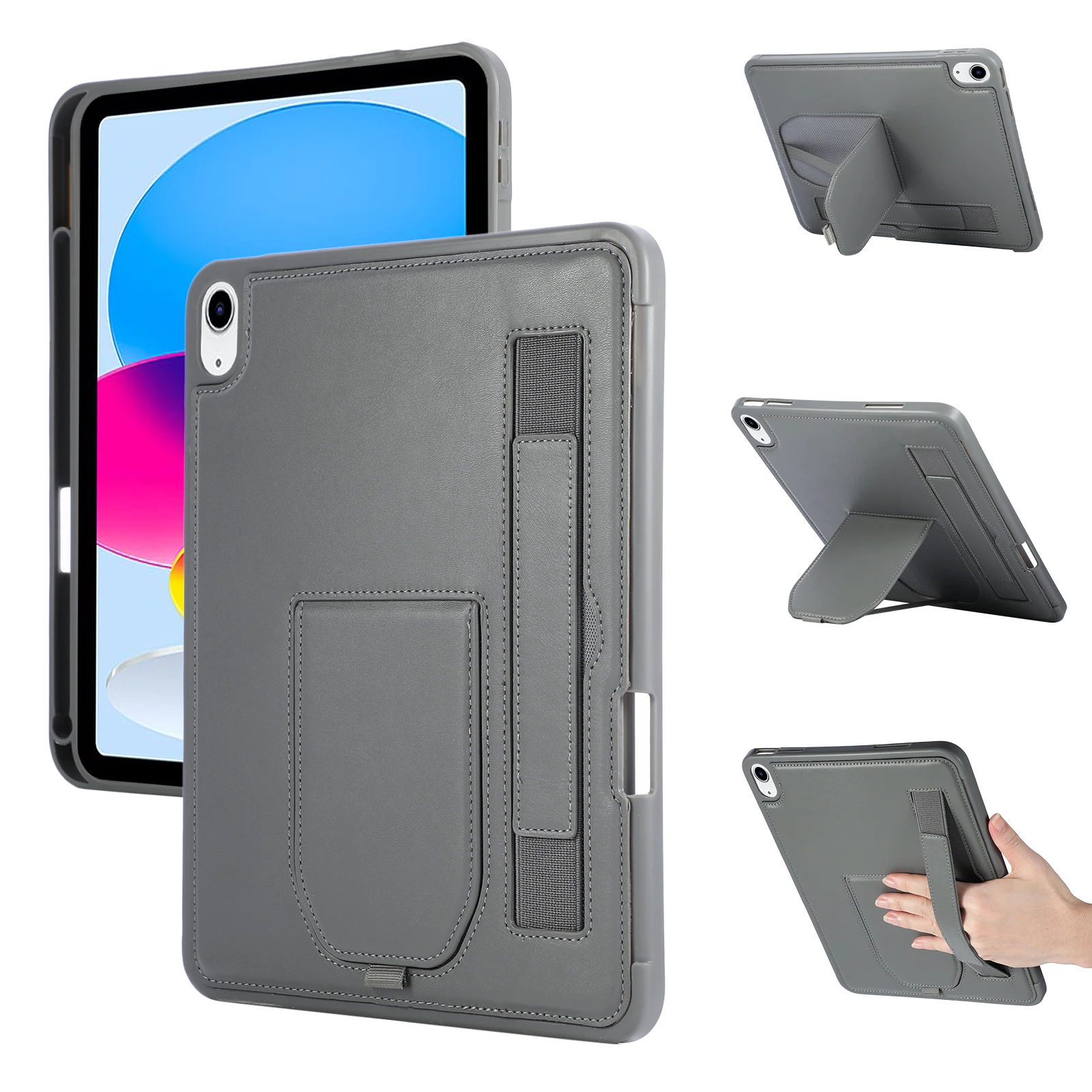 Premium Leather Tablet Case with Wrist Band and Stand Cover