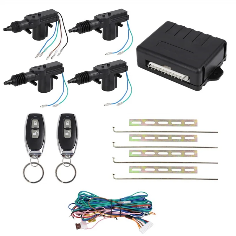 Kit Chiusura Centralizzata Universale Per Auto – 4 Pulsanti, Telecomando Con 2 Chiavi, Antifurto, Accesso Senza Chiave