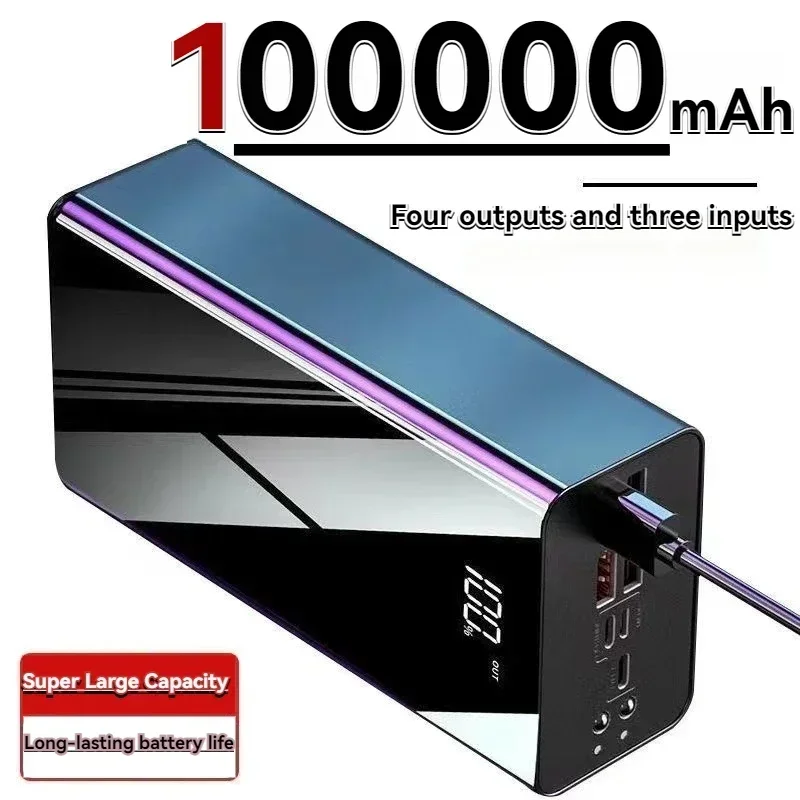Mobile power bank 100000mAh portable fast charging mobile power bank 4USB charger suitable for external battery of Huawei iPhone