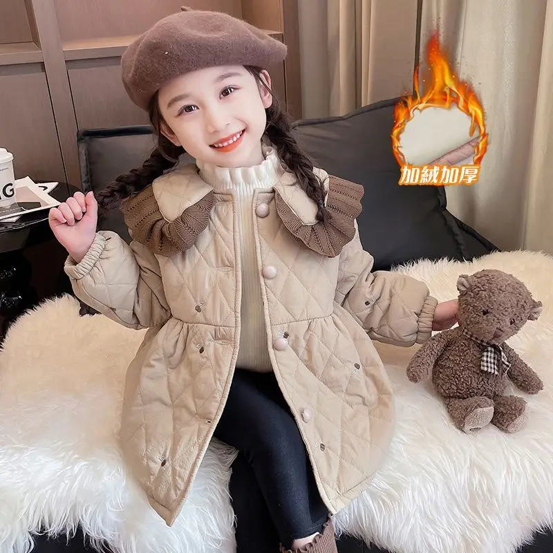 1-11Years Toddler Baby Winter Cotton Padded Jacket for Girls Cute Warm Overcoat Children Outwear Coats 4 5 6 7 8 9 10