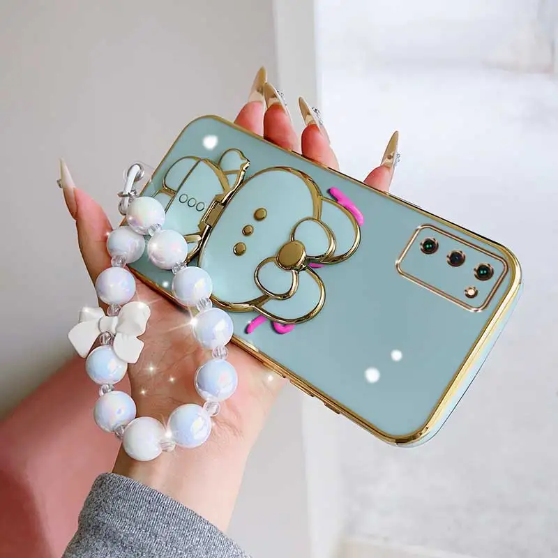 Charming Floral Phone Accessory Set: Case, Lanyard & Rabbit Stand