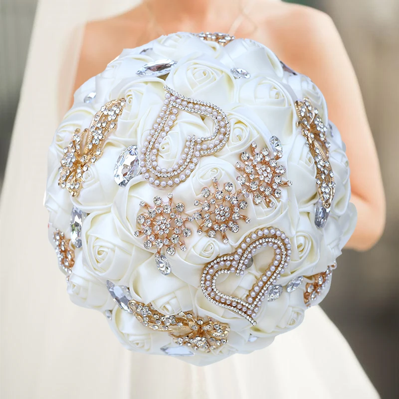 

Champage Wedding Bouquet Bridesmaid Holding Flowers