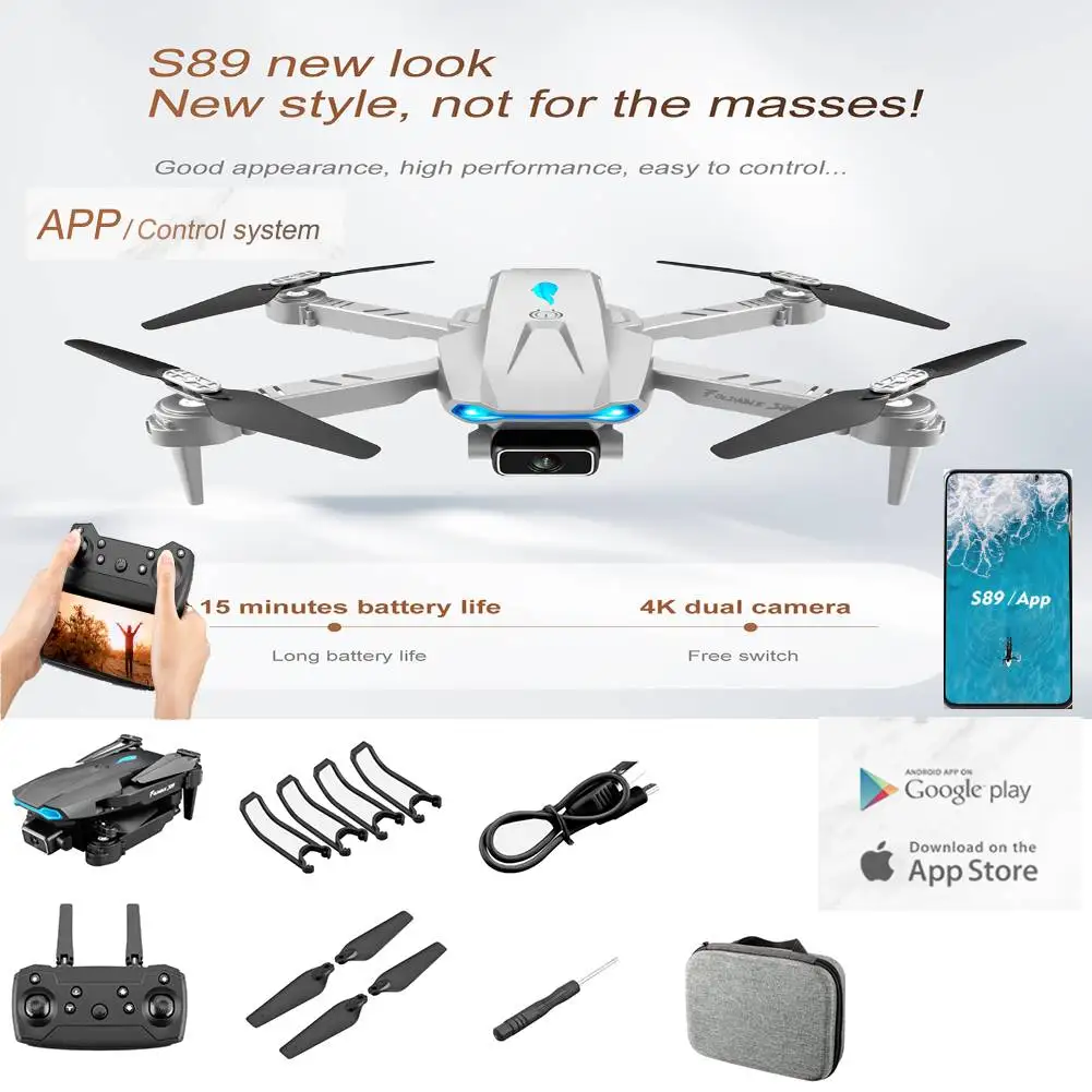 YLR/C S89 Drone 4k HD Single/Dual Camera 2.4GHz WiFi FPV  Altitude Hold Drones Brushed Foldable 6axes Rc Helicopter with Battery