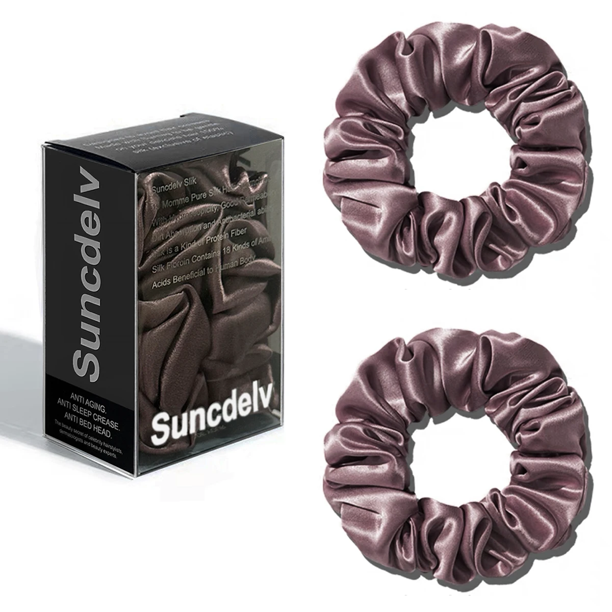 2PCS 100% Natürliche Seide Einfarbig Haar Krawatten Hohe Qualität Haarband Frauen Große Haarbänder Haar Zubehör 3,5 CM – Detail 15