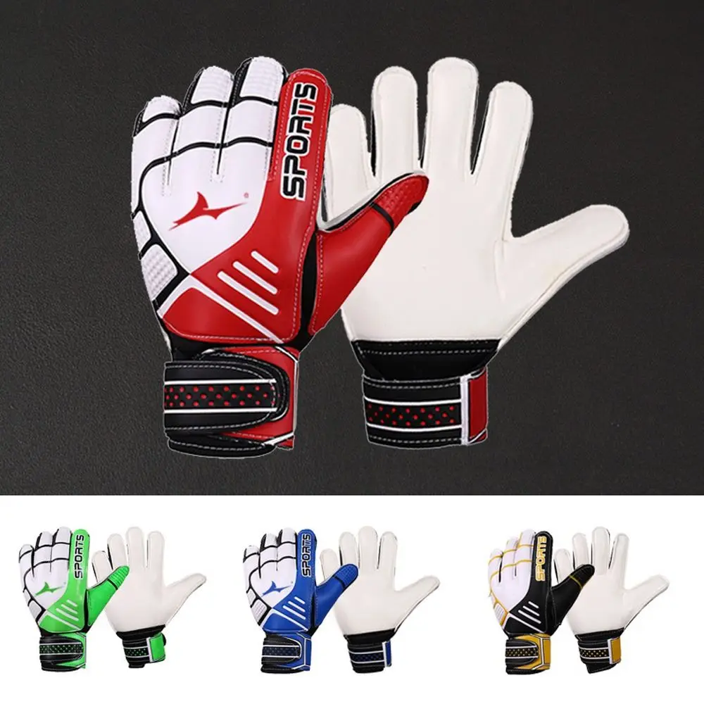 

1 Pair Anti-Slip Kids Goalie Gloves Finger Protection Rubber Goalkeeper Gloves Double Layer Wrist Breathable Play Soccer