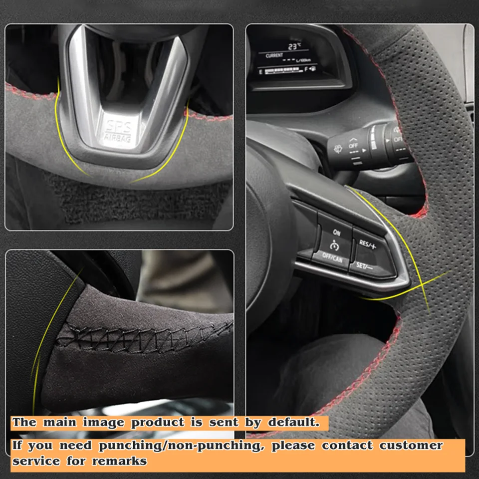Custom Car Steering Wheel Cover Suede Carbon Fiber 100% Fit For Audi A3 A4 2013-2018 A6 2005-2018 Q3 2012-2018 Q5 Q7 2013-2018