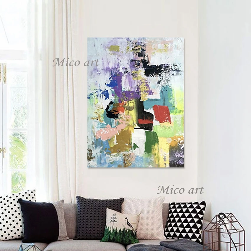 

Latest Arrival Colorful Acrylic Art Painting Modern Unframed Wall Picture For Restaurant Handmade Abstract Easy Canvas Artwork