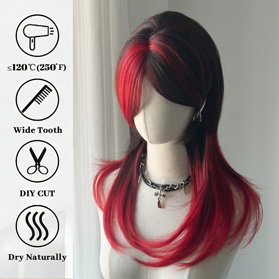 Synthetic Multicolor Curly Wig with Bangs for Women