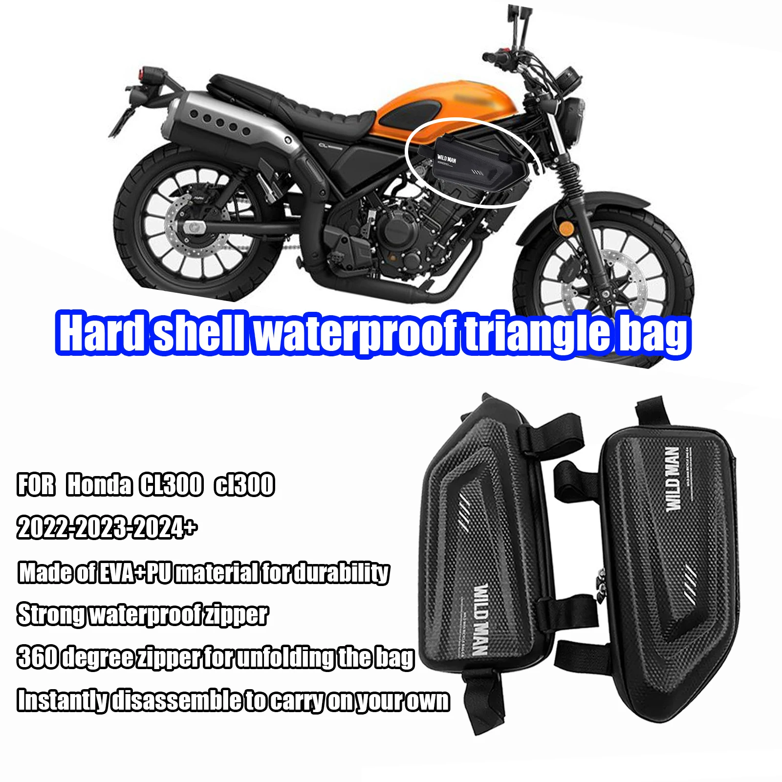 FÖR CL300 2024 motorcykel modifierad sidoväska vattentät triangel sidoväska hårt skal väska cl300 2022-2024+ Motorcykeltillbehör_voghion.com