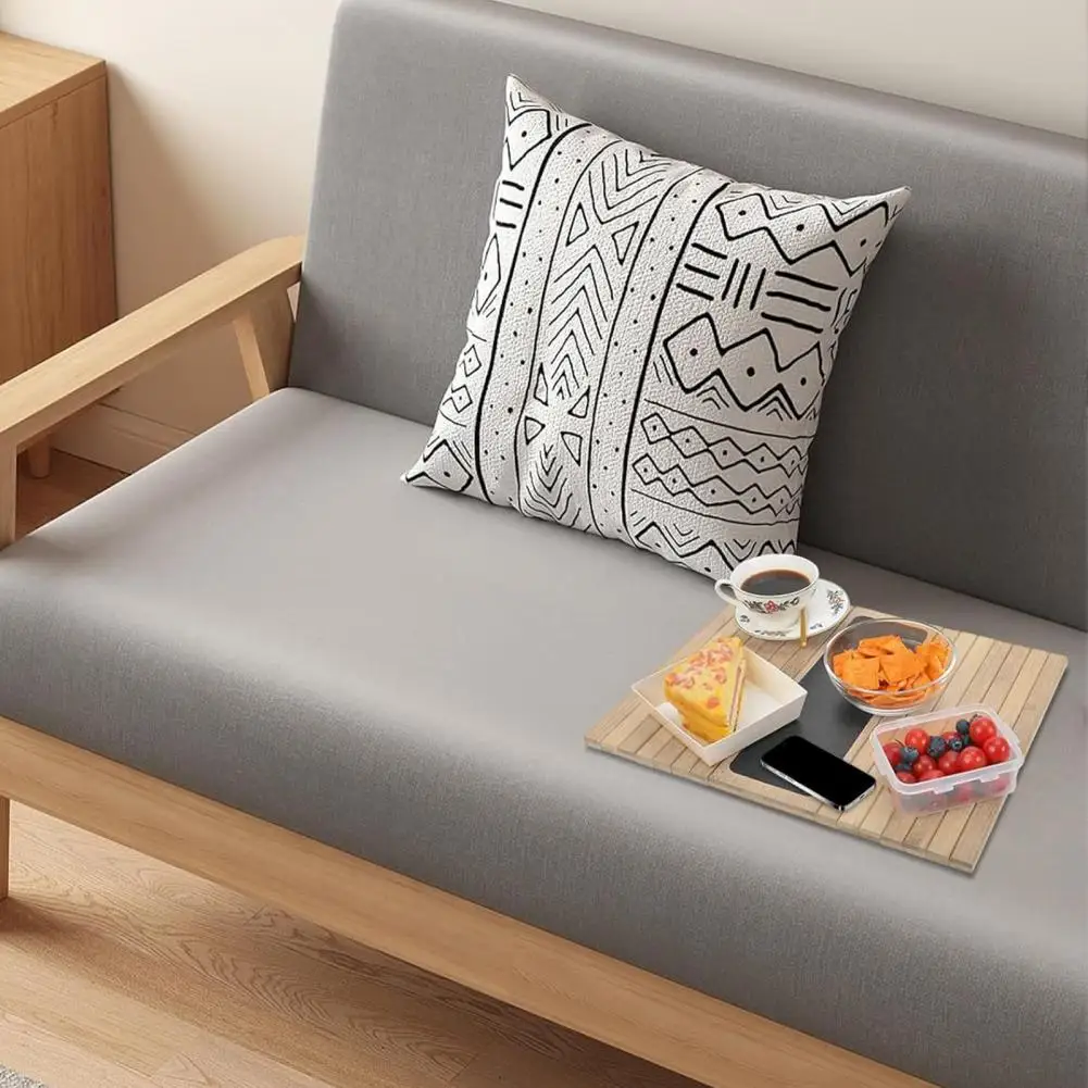 Anti-spill Sofa Tray Sofa Armrest Snack Tray Multifunctional Wooden Arm Non-slip Heavy Duty for Couch for Coffee