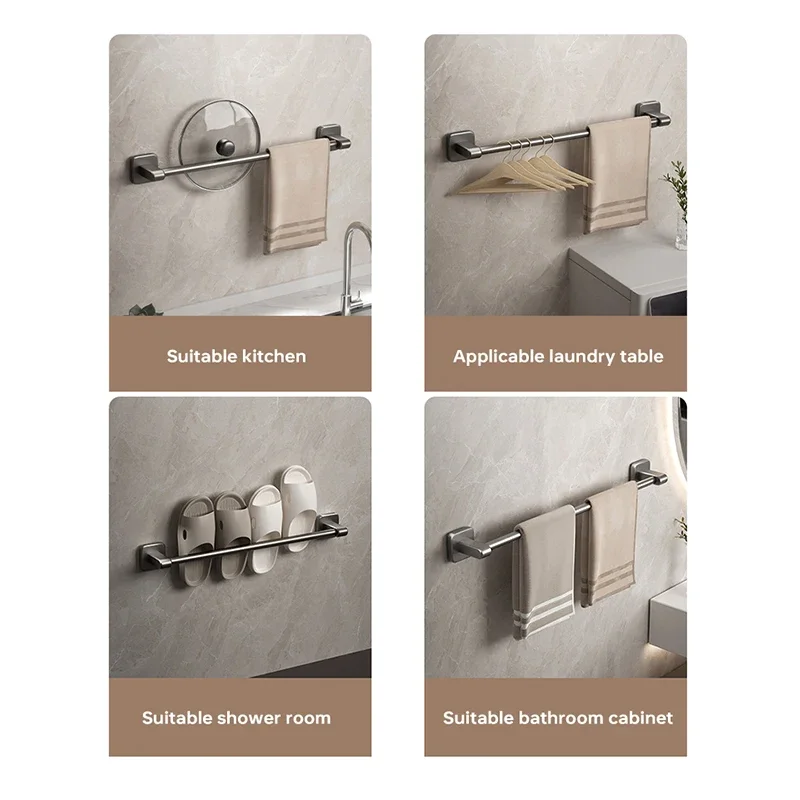 Bathroom Towel Holder 40CM Without Drilling White Bathroom Black Towel Rack Bar Self Adhesive towel rack towel holder bathroom hardware set