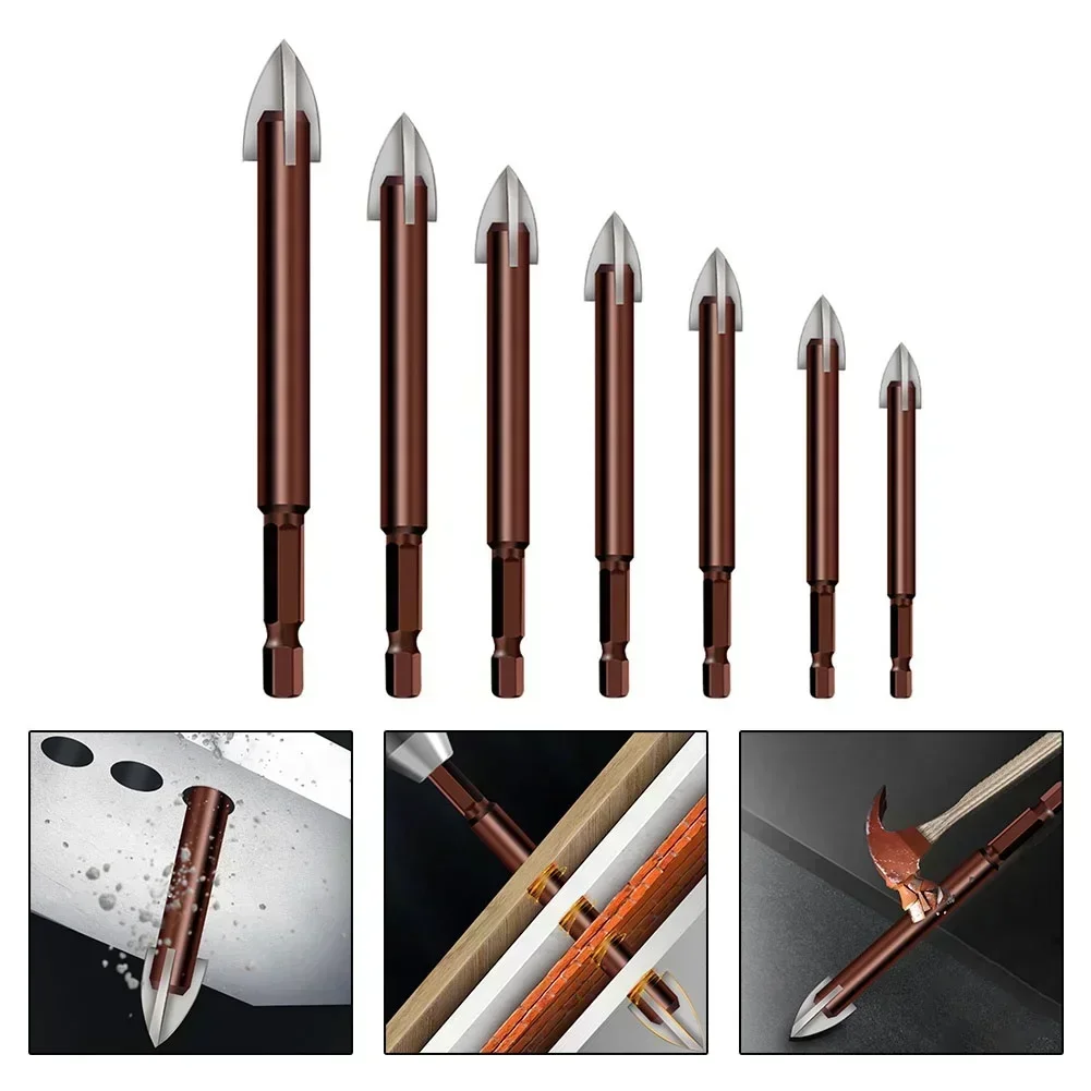 Drill Bits 1pc Cross Hex Tile Bits 3/4/5/6/8/10/12mm For Glass Ceramic Concrete Hole Opener