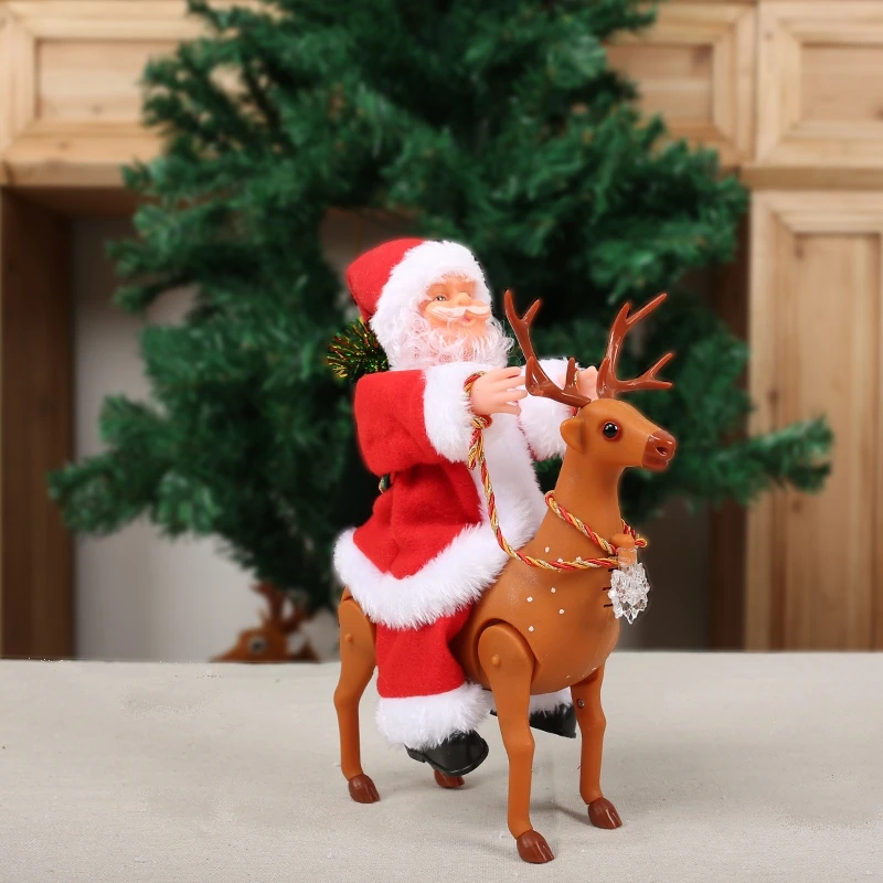 Christmas electric Santa Claus climbing ladder plush doll creative music father Christmas kid toy gift new year decoration