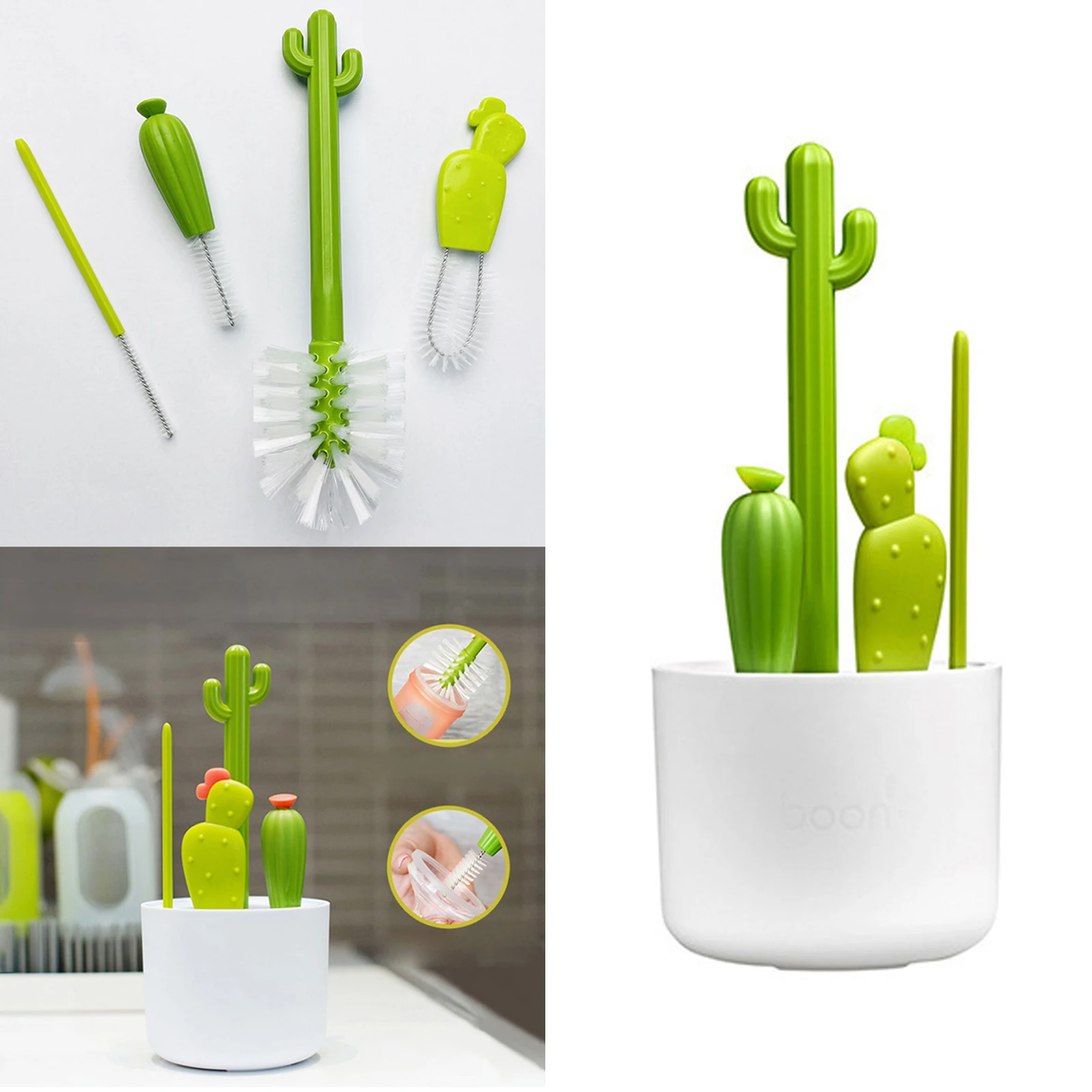 

4 шт. Мультяшные Многофункциональные кухонные щетки с длинной ручкой в виде кактуса, щетка для бутылки, соломенная щетка, щетка без мертвых углов, инструменты, аксессуары