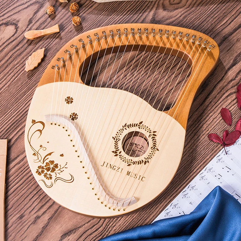 24 String Harp Box-type Lyre Harp 24 String Musical Instrument Professional Miniature Stringed Instruments for Adult Beginners
