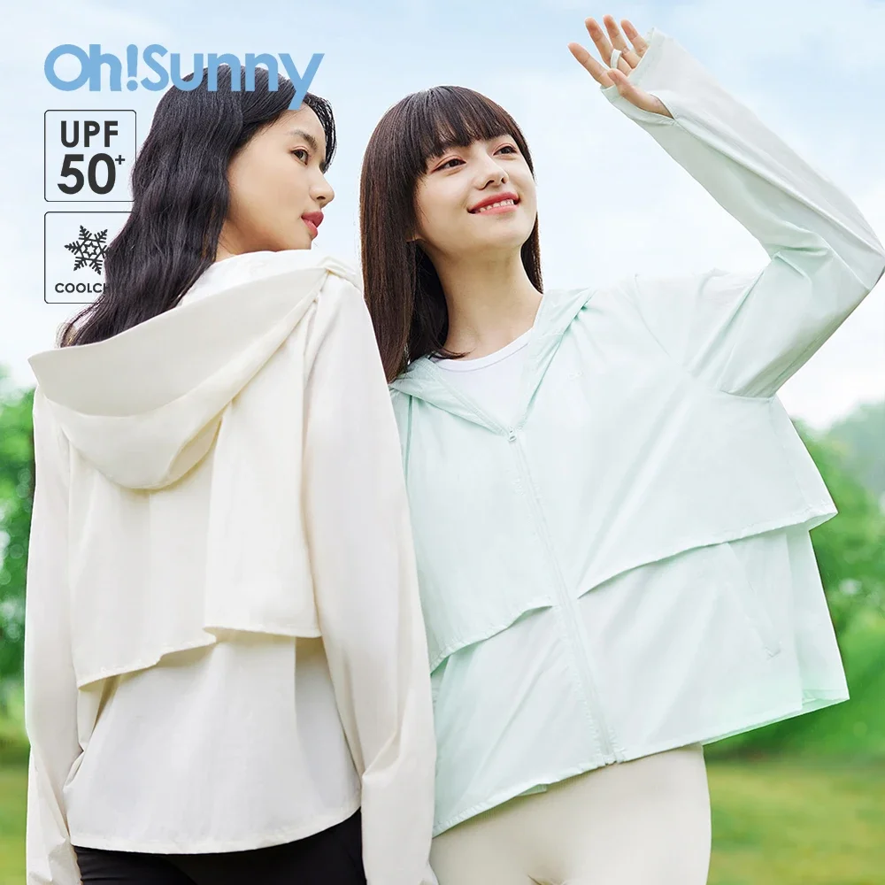 OhSunny Summer Women Sun Protection Clothing Coat Waterproof and Anti-UV UPF50+ Hooded Jacket Outdoor Cool Breathable