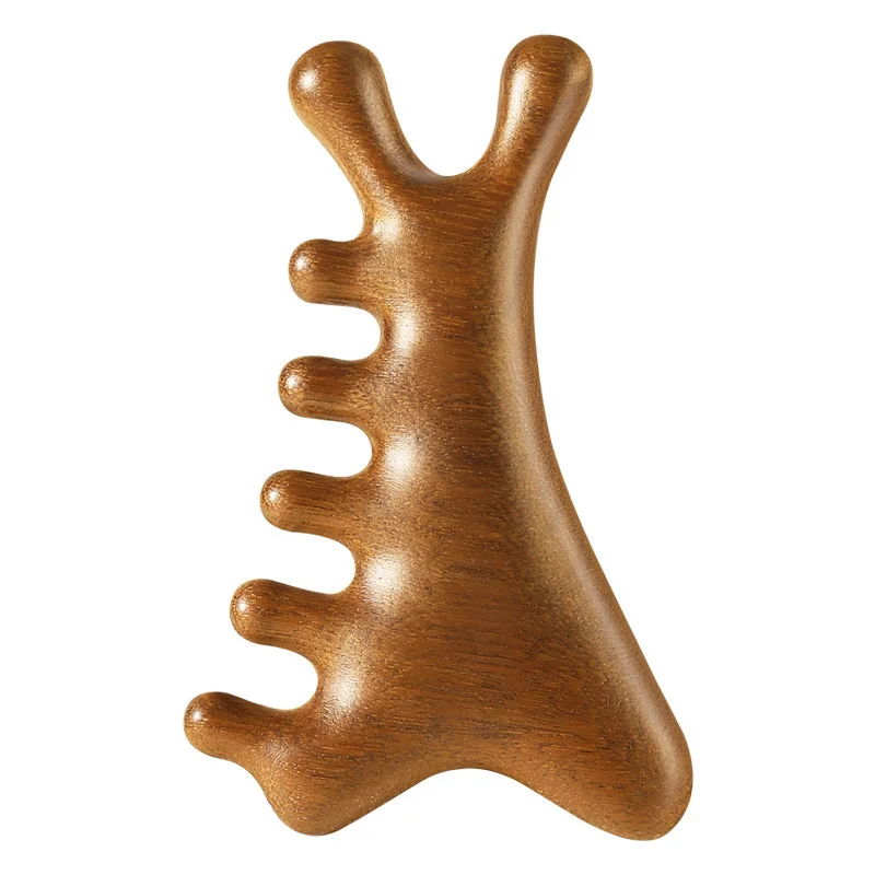 4-in-1 Scalp Massager Comb and Head Therapy Tool for Hair Loss, Gua Sha Meridian Relaxation - Premium Sandalwood Comb for Facial