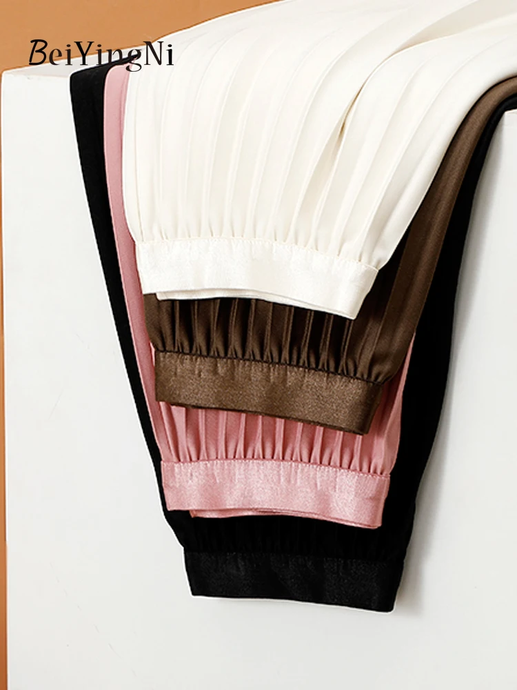 Beiyingni Black Long Pleated Skirt Ladies Solid Color Korean High Street Fall Fashion A-line Elegant Skirts for Women Chic Saias 3