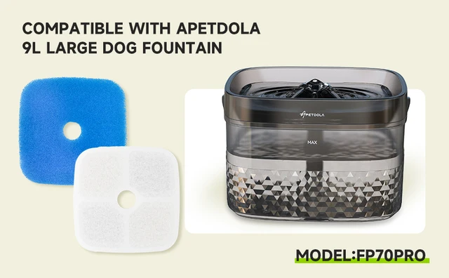 8-Pack Replacement Filters For Veken 95oz Pet Fountain - 4 Carbon Filters & 4 Pre-Filter Sponges