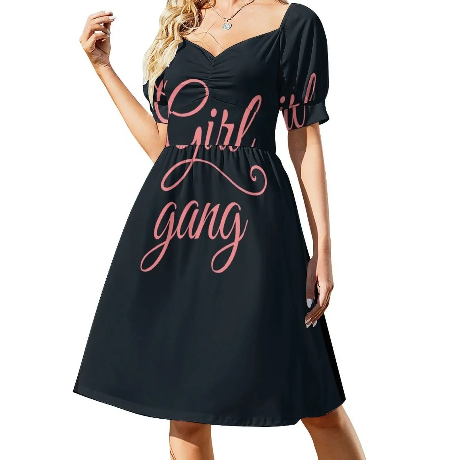 Vestido sin mangas tipografía de pandilla de chicas Vestido de playa de verano para mujer Vestido