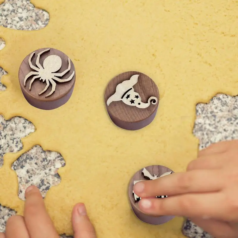 Clay Stamps For Kids 9pcs Halloween Clay Stamp Set Wooden Plasticine Stamp Children Paper Creative Activities Helper
