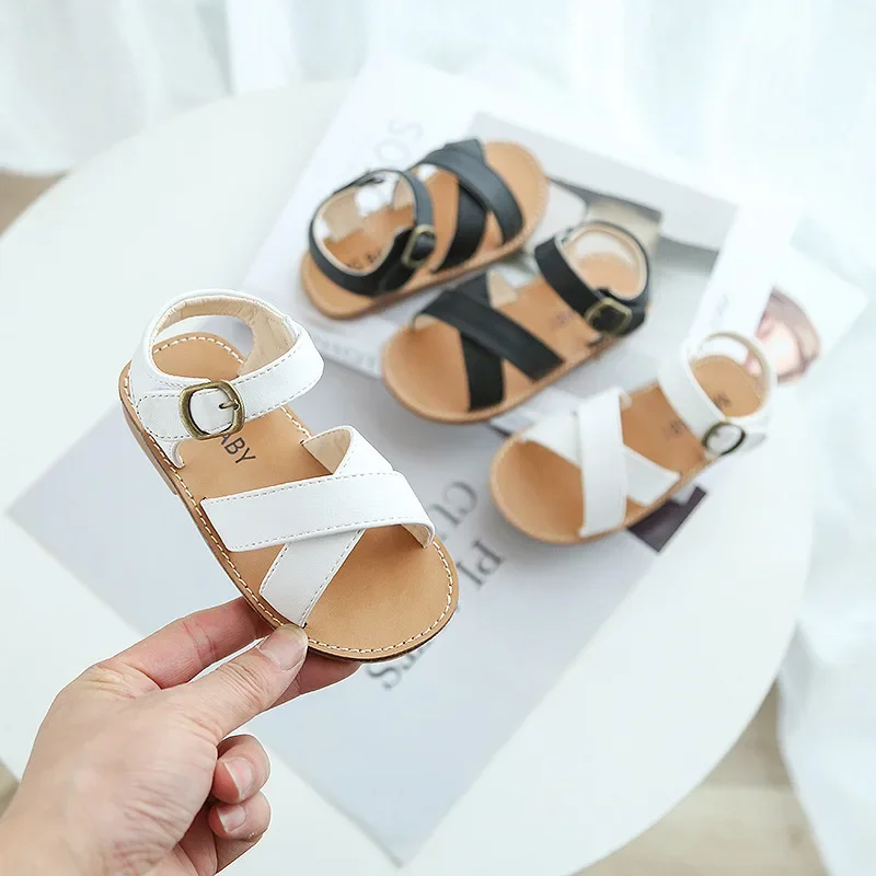 

Summer New Buckle Baby Kids Beach Shoes Casual Fashion Cross Boys Girls Sandals Open Toe Soft Soled Children Princess Roman Shoe