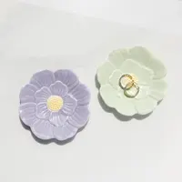 1Pc Ceramic Jewelry Tray Lotus Flower Ring Dish Holder Porcelain Trinket Tray Decorative Trinket Plate for Ring Necklace 1
