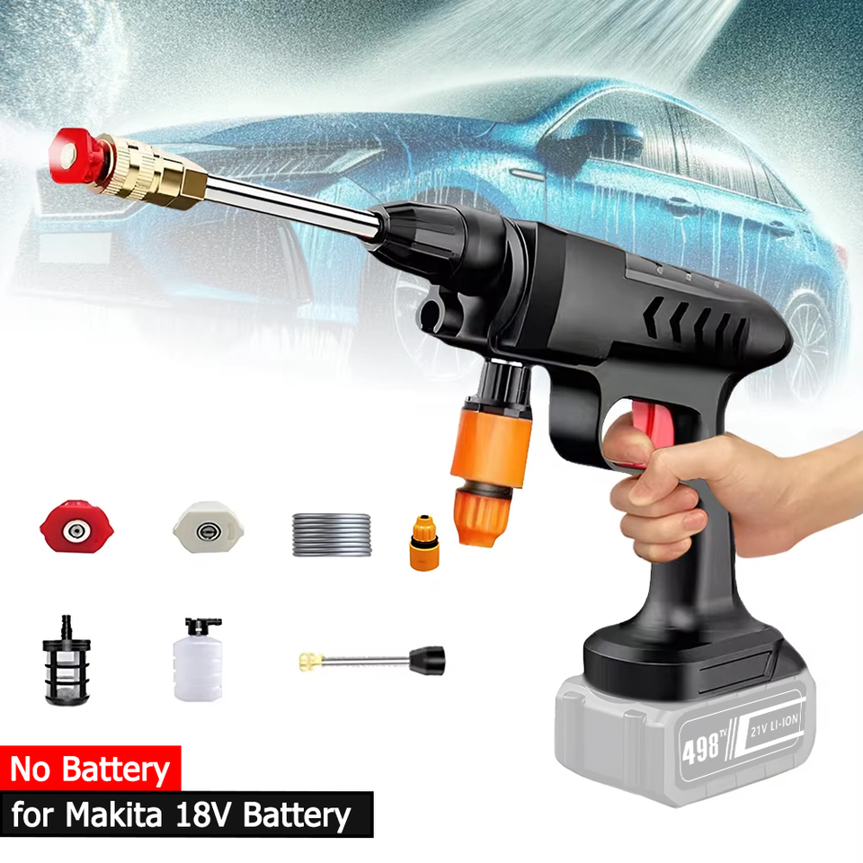 Car Wash High Pressure Washer Water Gun 60Bar Car Accessory Cleaner for Auto Home Garden Cleaning Machine Fit Makita 18v Battery