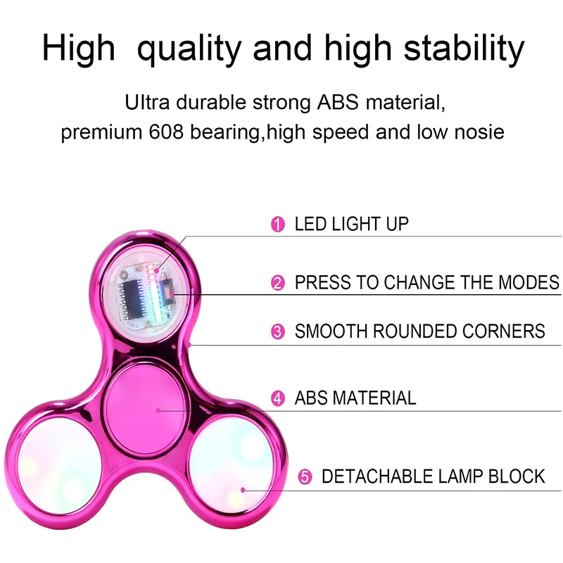 Luminous LED Light Fidget Spinner Hand Top Glow In Dark EDC Finger Stress Relief Toys