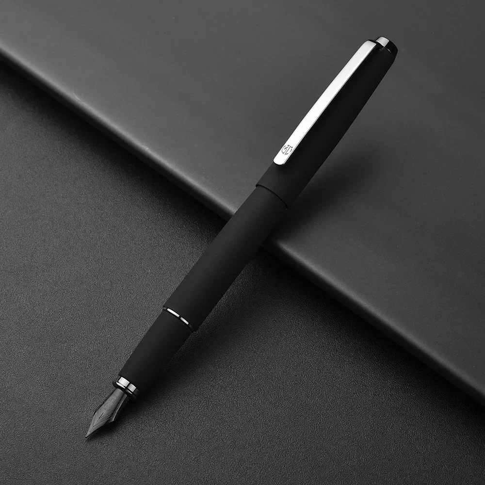 Hongdian 517D Penna Stilografica Nero Opaco Full Metal Silver Clip Classic Ink Penss Ef F Penns School Office Cancelleria Regali Penne