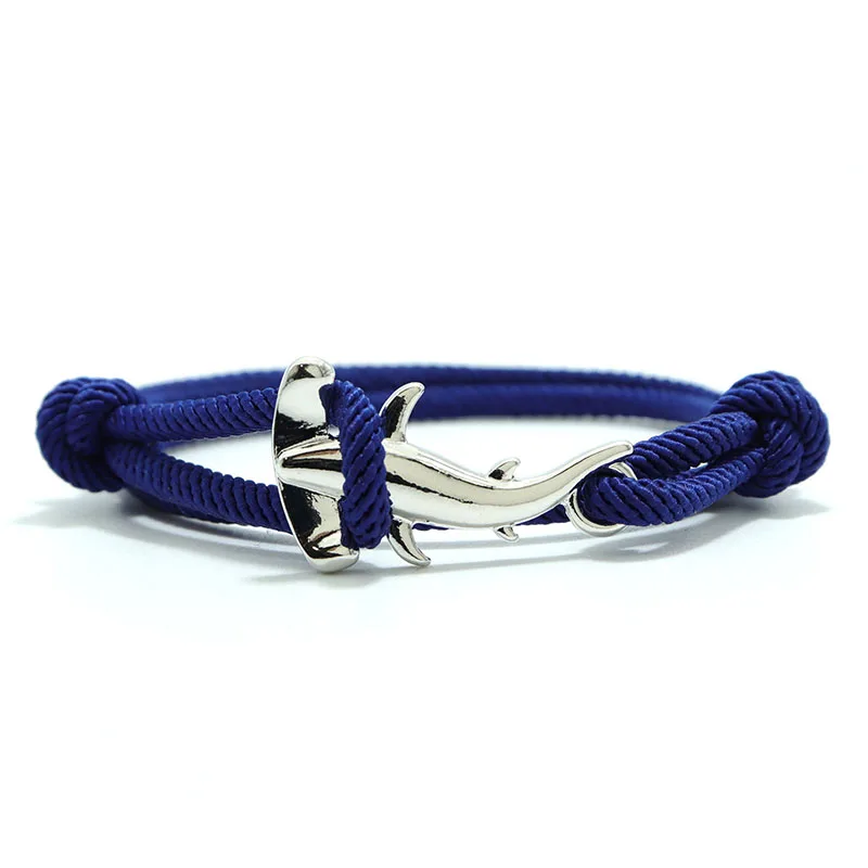 Simple Style Marine String Shark Bracelet For Men Double Layer