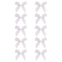 Pack of 10 Adorable Mini Ribbon Bow Hair Clips for Girls - Korean Style Hairpins & Barrettes (WHITE)