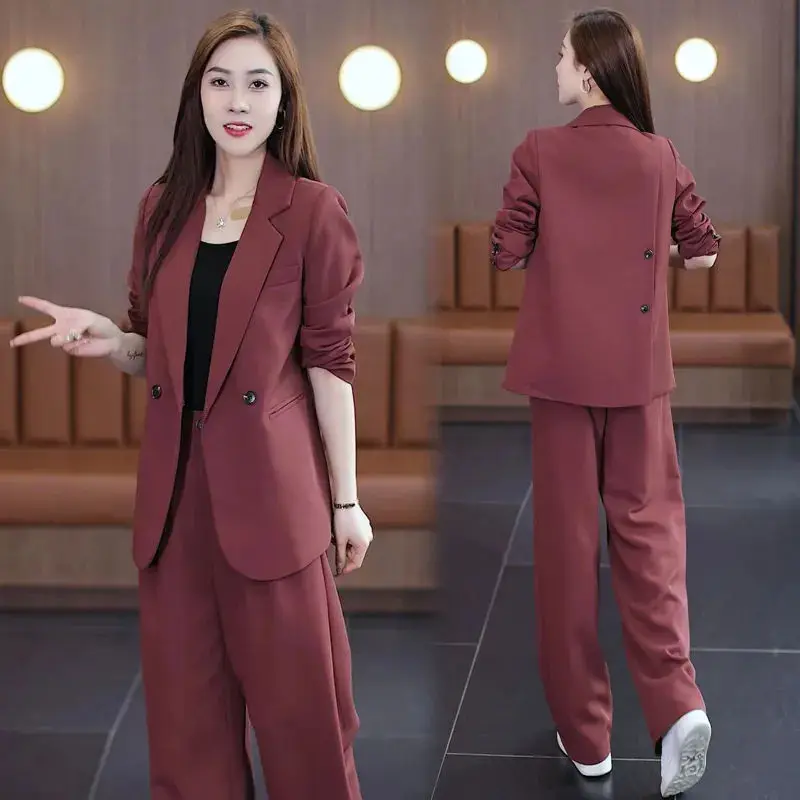 Conjunto de dos piezas de traje profesional a la moda y con estilo para mujer, traje informal coreano elegante, pantalones, conjunto de dos piezas, primavera 2025