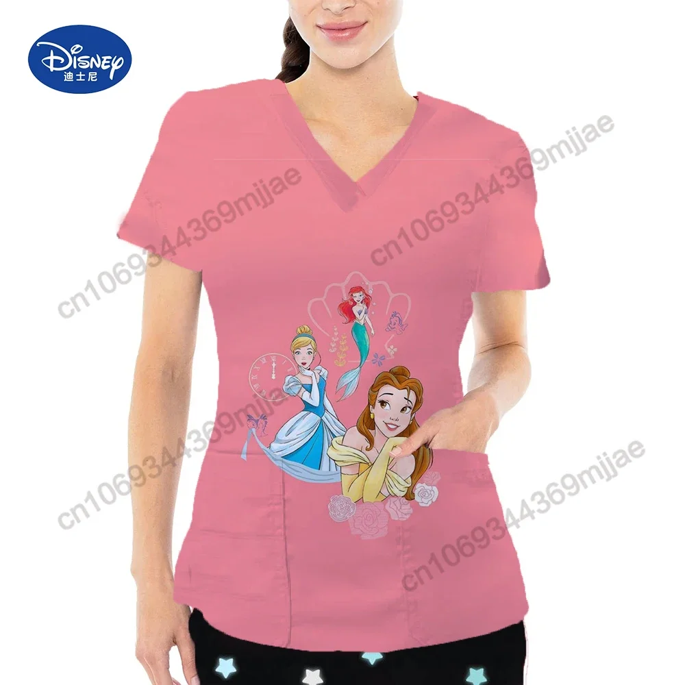 

Женская футболка с коротким рукавом, V-образным вырезом и карманами