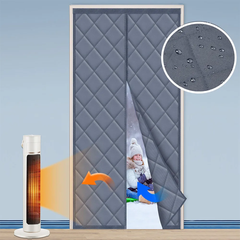 Magnetic Thermal Insulated Door Curtain Energy-Saving Privacy-Protecting Windproof Waterproof Cotton Curtain for Heater Room