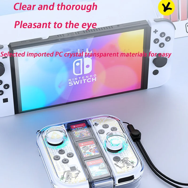 Caso protetor Nintendo Switch Game Handle, Caixa de armazenamento Joycon com estojo wearable, Caixa transparente do console