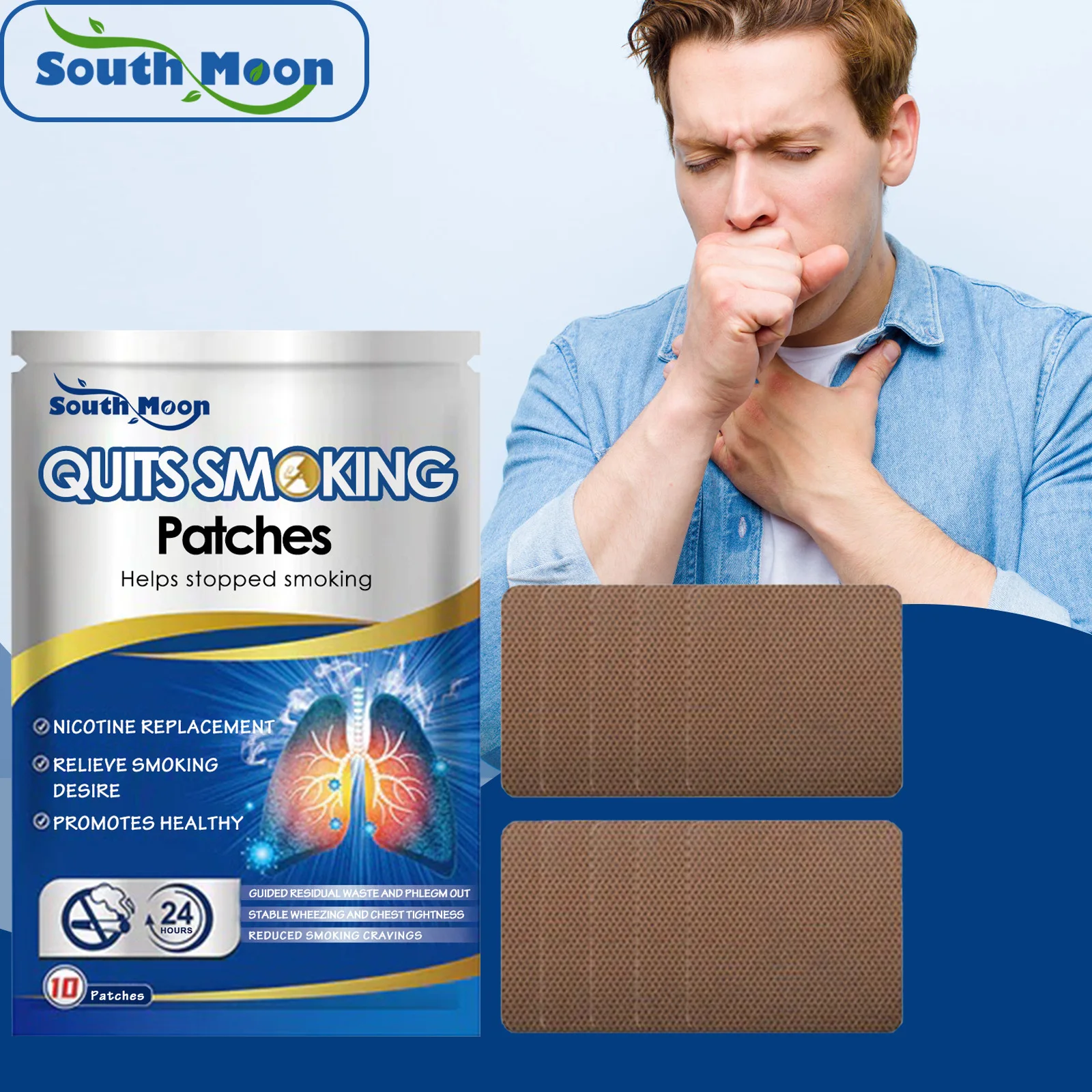 

1 pack of herbal smoking cessation repair patch helps dissolve mucus improve breathing relieve dry throat itching health patch