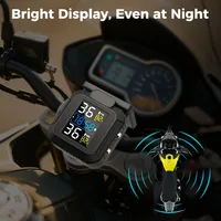 MT20 With Clock Motorcycle TPMS 2 Tyre Sensors Tire Pressure Monitoring System USB Solar Power Temperature Tester Alarm Digital - Image 4