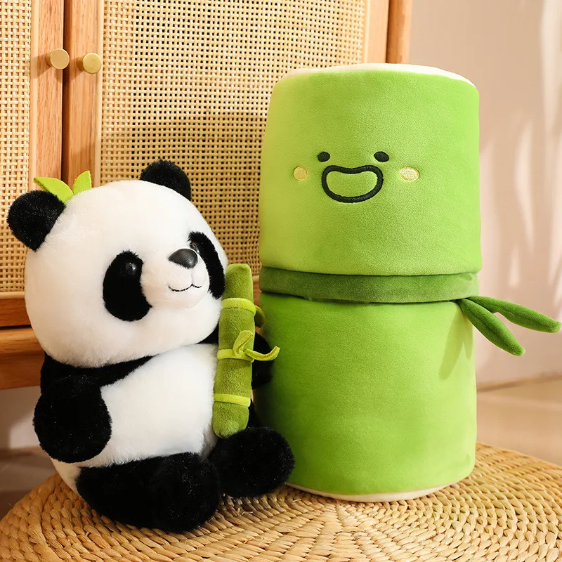 

Bamboo Tube Panda Doll Flower Panda Doll Stuffed Toy Simulation Giant Panda Doll Decoration Home Decor