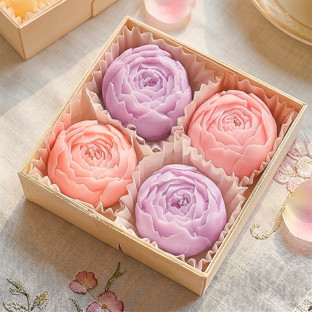 Romantic Scented Rose Candle Gift Box – Set of 4 Aromatic Home Decor Candles