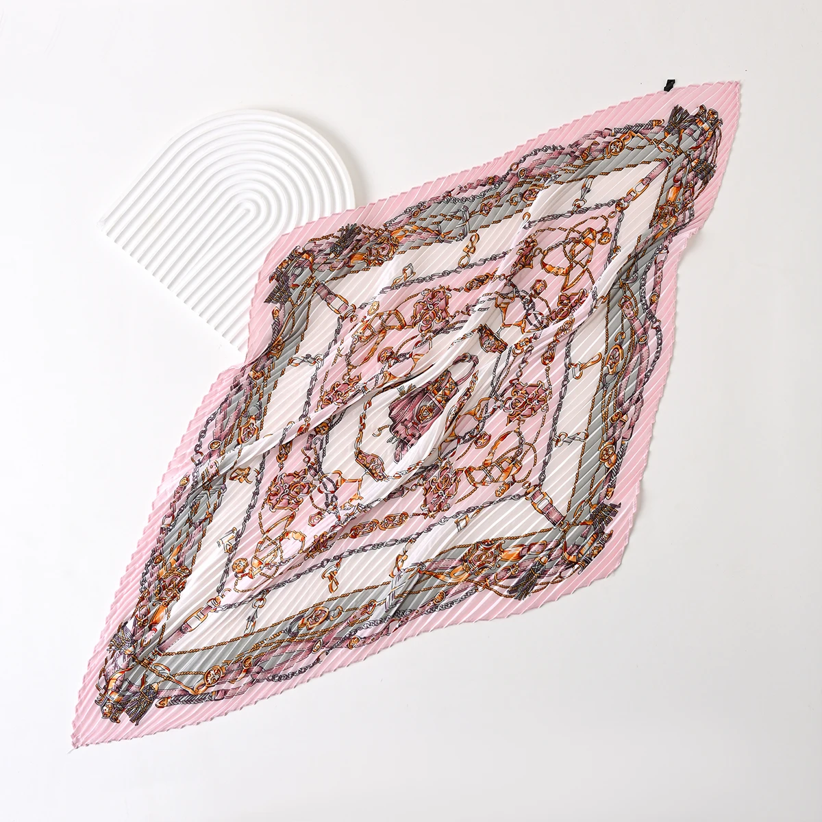 New Bohemian Style Floral Print Square Pleated Silk Scarf Women’s Satin Head Flower Design Sun protection Scarves Bandana Hijab