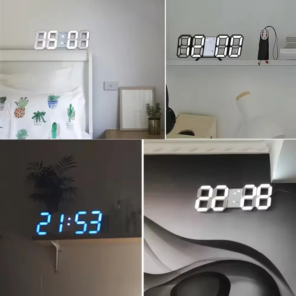 Colorful LED Desktop Clock with Dual-Time Display (Black Finish)