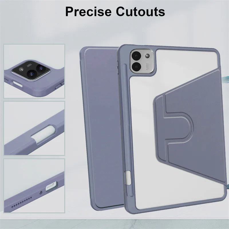 360° Rotating Acrylic Transparent Hard Case with Pencil Holder