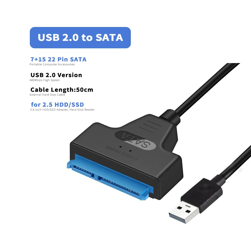 adaptador externo de alta velocidade usb do disco rígido do leitor hdd ssd do cabo de usb sata para opcional