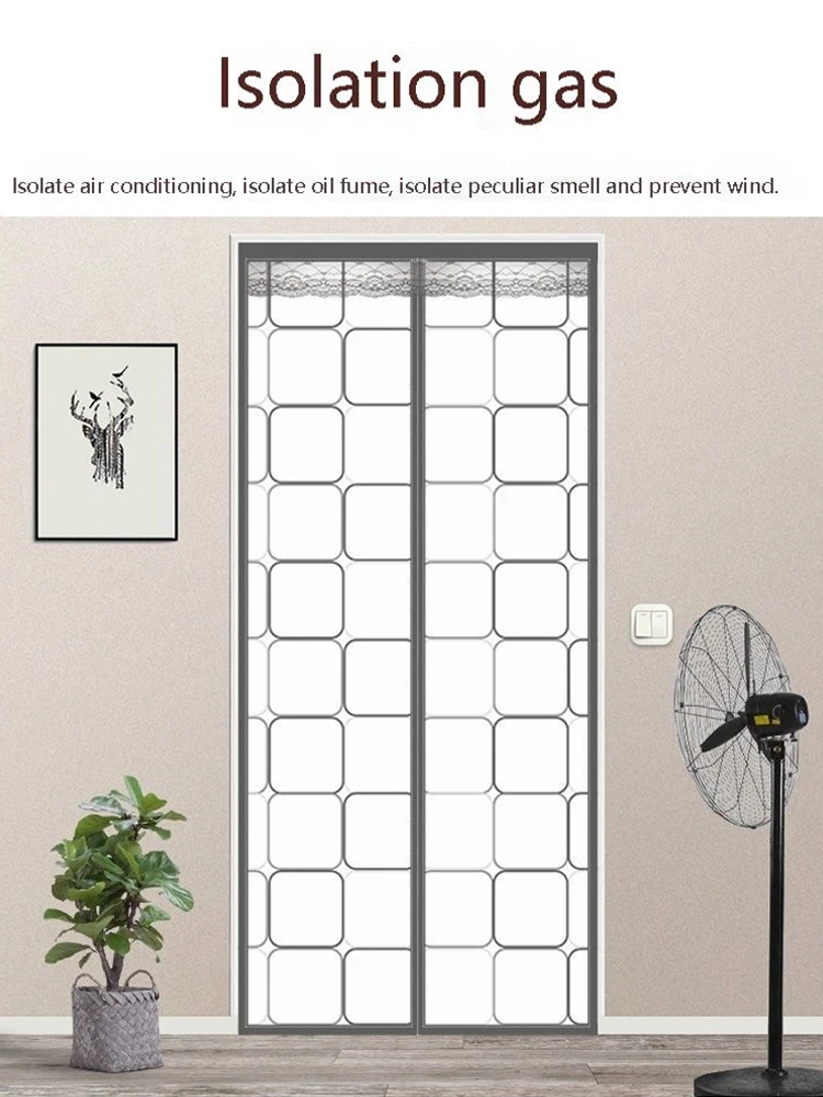 Description Picture 2 of itemAir conditioning door curtain magnetic mosquito net kitchen anti oil fume partition Anti -cold insulating thermal door curtain