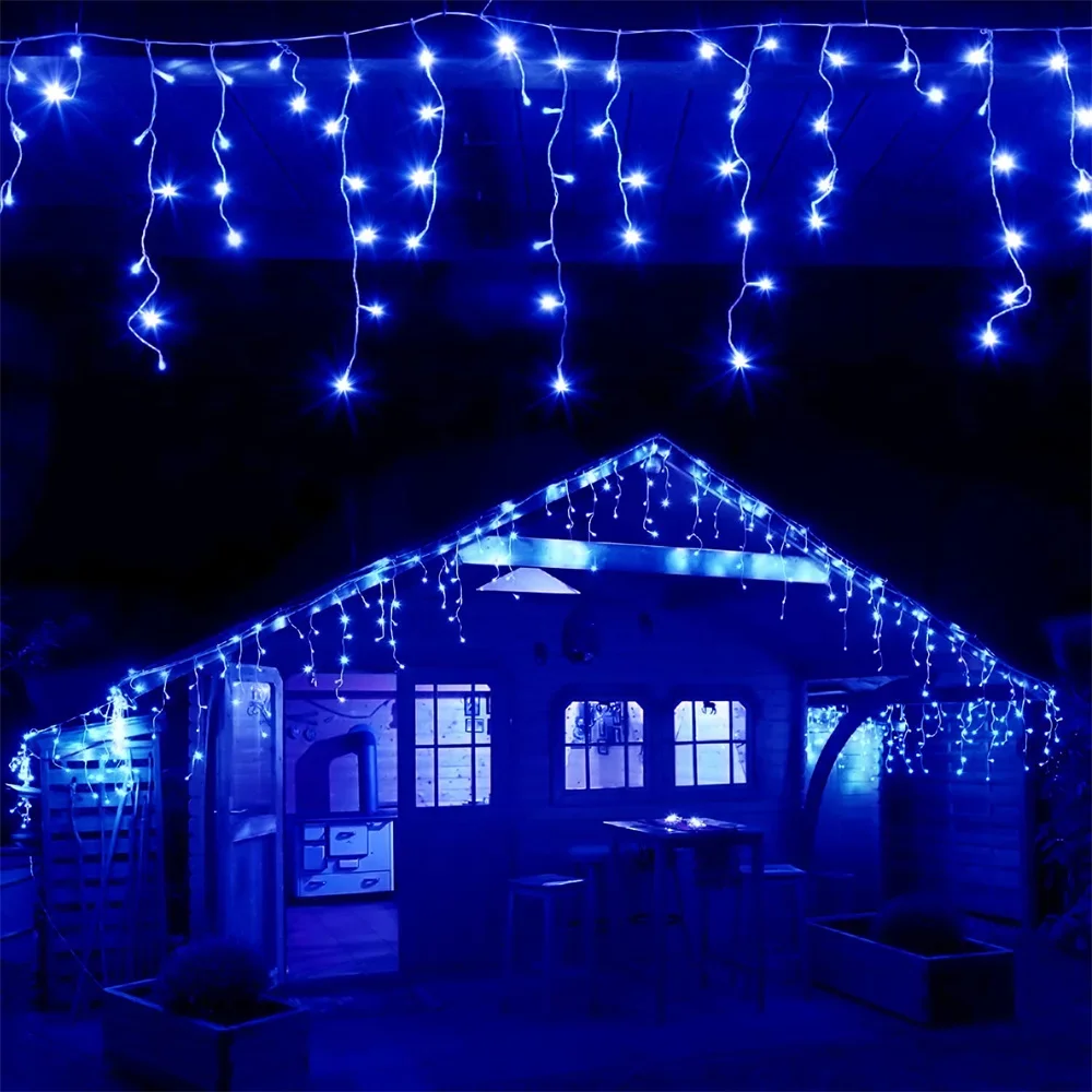 Decoraciones navideñas para el hogar, cortina LED para exteriores, guirnalda de luces de carámbanos, guirnalda de calle para la casa, decoración de invierno de 4 a 80 m para Año Nuevo
