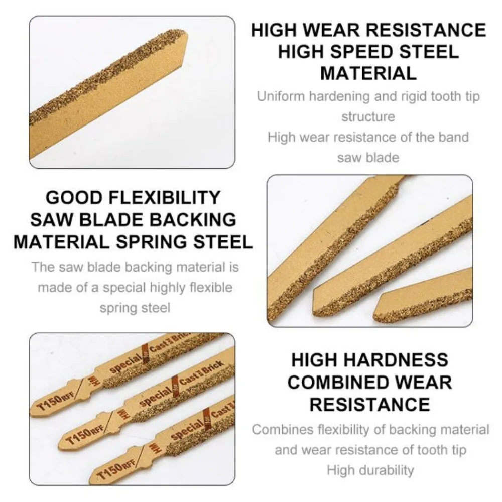 3pcs Diamond Jig Saw Blade 3" T150 Carbide Grain 50 Grit T-Shank Jigsaw Blades Ceramic Tile Cutting Tool Electric Garden Tools,jig saw blades